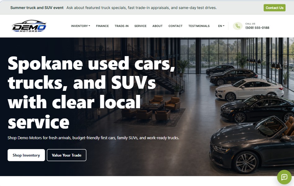 Evergreen dealer website template