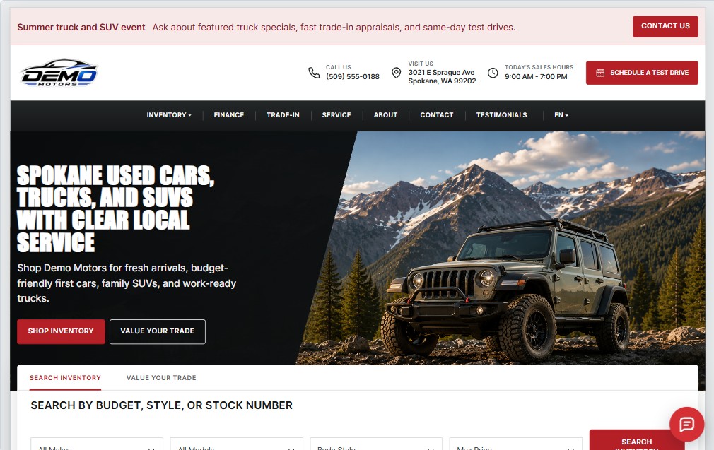 Trailhead dealer website template
